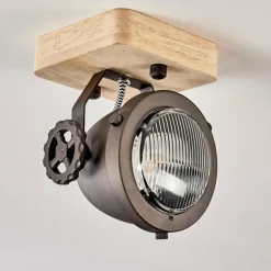 Plafonnier Herford Brun, Bois clair, Noir, 1 lumière