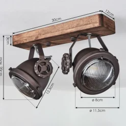 Plafonnier Herford Brun, Bois foncé, 2 lumières