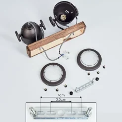 Plafonnier Herford Brun, Bois foncé, 2 lumières