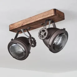 Plafonnier Herford Brun, Bois foncé, 2 lumières