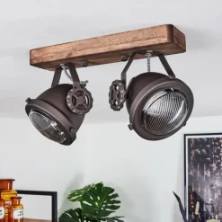 Plafonnier Herford Brun, Bois foncé, 2 lumières