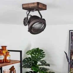 Plafonnier Herford Brun, Bois foncé, 1 lumière