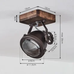 Plafonnier Herford Brun, Bois foncé, 1 lumière