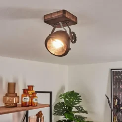 Plafonnier Herford Brun, Bois foncé, 1 lumière