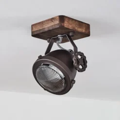 Plafonnier Herford Brun, Bois foncé, 1 lumière