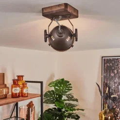 Plafonnier Herford Brun, Bois foncé, 1 lumière