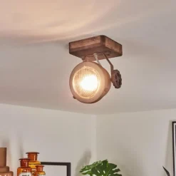 Plafonnier Herford Brun, Bois foncé, 1 lumière