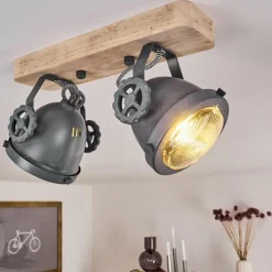 Plafonnier Herford Gris, Bois clair, 2 lumières