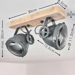 Plafonnier Herford Gris, Bois clair, 2 lumières