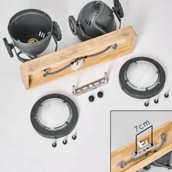 Plafonnier Herford Gris, Bois clair, 2 lumières