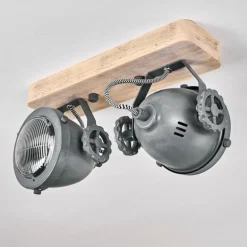 Plafonnier Herford Gris, Bois clair, 2 lumières