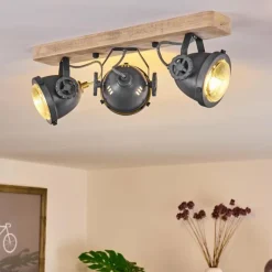 Plafonnier Herford Gris, Bois clair, 3 lumières
