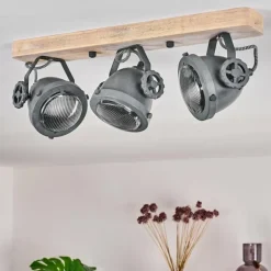 Plafonnier Herford Gris, Bois clair, 3 lumières
