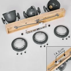 Plafonnier Herford Gris, Bois clair, 3 lumières