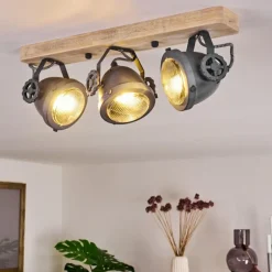 Plafonnier Herford Gris, Bois clair, 3 lumières