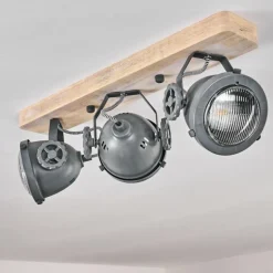 Plafonnier Herford Gris, Bois clair, 3 lumières