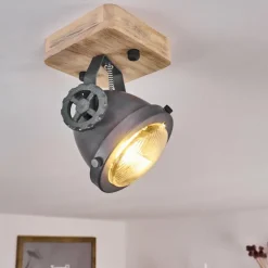 Plafonnier Herford Gris, Bois clair, 1 lumière