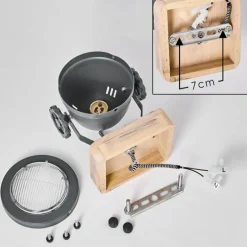 Plafonnier Herford Gris, Bois clair, 1 lumière