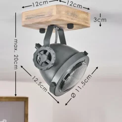 Plafonnier Herford Gris, Bois clair, 1 lumière