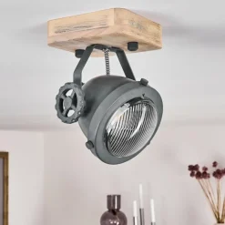 Plafonnier Herford Gris, Bois clair, 1 lumière