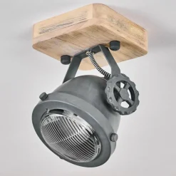 Plafonnier Herford Gris, Bois clair, 1 lumière