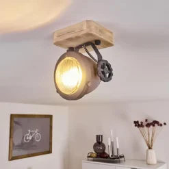 Plafonnier Herford Gris, Bois clair, 1 lumière