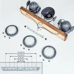 Plafonnier Herford Gris, Bois foncé, 3 lumières