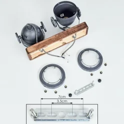 Plafonnier Herford Gris, Bois foncé, 2 lumières