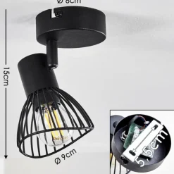 Plafonnier Holbol Noir, 1 lumière