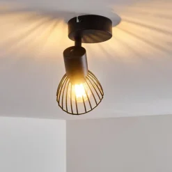 Plafonnier Holbol Noir, 1 lumière