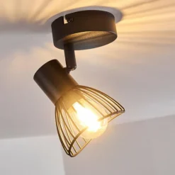 Plafonnier Holbol Noir, 1 lumière