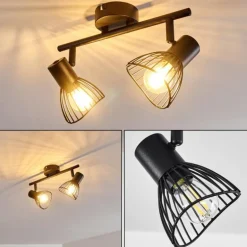 Plafonnier Holbol Noir, 2 lumières