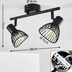 Plafonnier Holbol Noir, 2 lumières