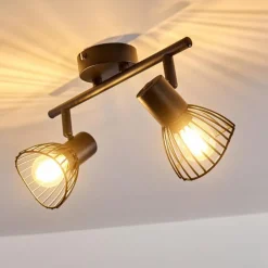 Plafonnier Holbol Noir, 2 lumières