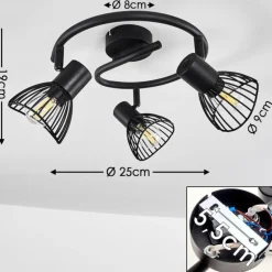 Plafonnier Holbol Noir, 3 lumières