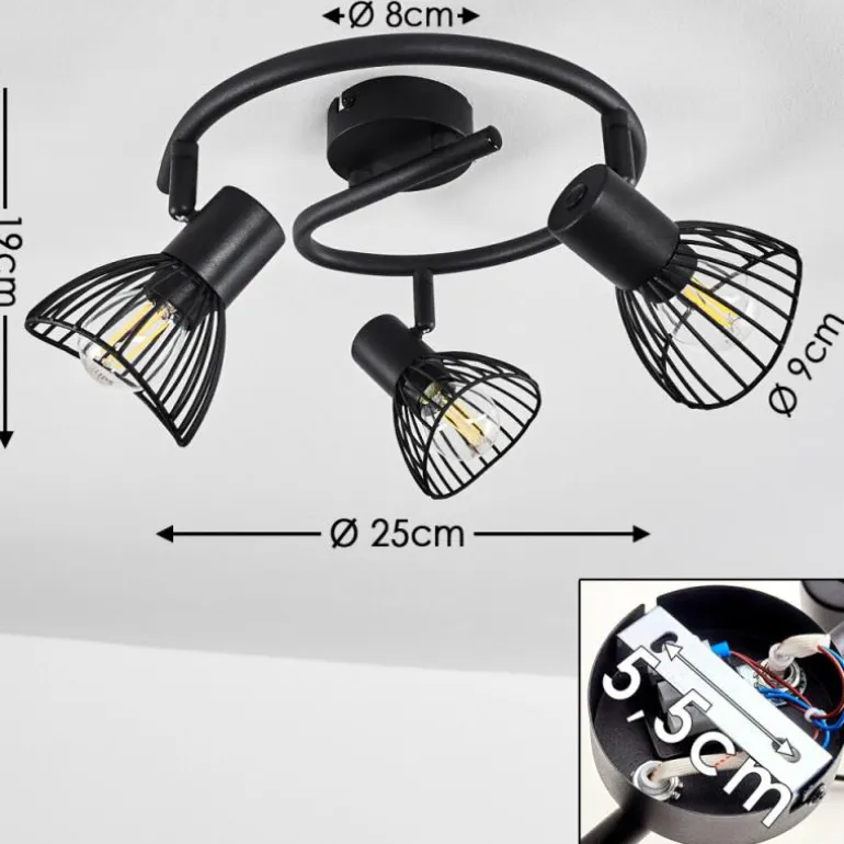 Plafonnier Holbol Noir, 3 lumières