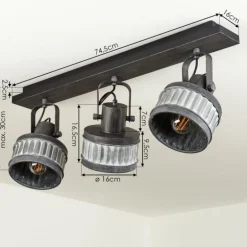 Plafonnier Holsa Noir, 3 lumières