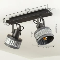 Plafonnier Holsa Noir, 2 lumières