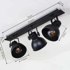 Plafonnier Hora Noir, 3 lumières