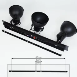 Plafonnier Hora Noir, 3 lumières