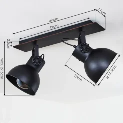 Plafonnier Hora Noir, 2 lumières