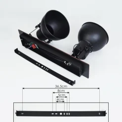 Plafonnier Hora Noir, 2 lumières