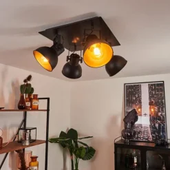 Plafonnier Hora Noir, 4 lumières