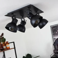 Plafonnier Hora Noir, 4 lumières