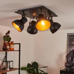 Plafonnier Hora Noir, 4 lumières