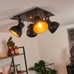 Plafonnier Hora Noir, 4 lumières