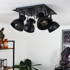 Plafonnier Hora Noir, 4 lumières