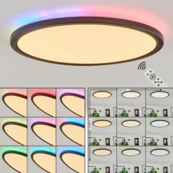 Plafonnier Hortinhas LED Noir, 1 lumière, Télécommandes, Changeur de couleurs