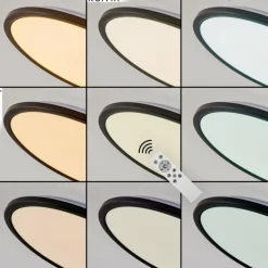 Plafonnier Hortinhas LED Noir, 1 lumière, Télécommandes, Changeur de couleurs