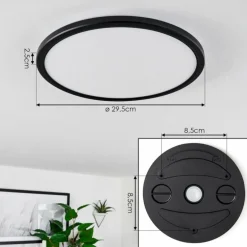 Plafonnier Hortinhas LED Noir, 1 lumière, Télécommandes, Changeur de couleurs